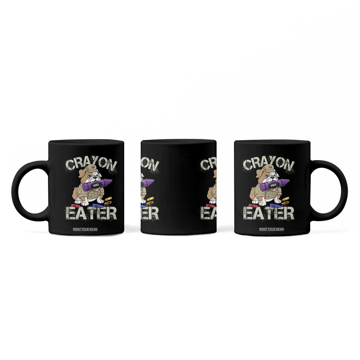Crayon Eater Bulldog Coffee Mug Funny Military Gift with Combat Pup and MRE Crayon TS02 Print Your Wear