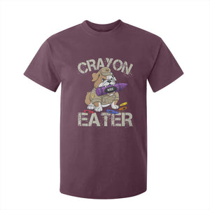 Crayon Eater Bulldog T Shirt For Kid Funny Military Gift with Combat Pup and MRE Crayon TS02 Maroon Print Your Wear