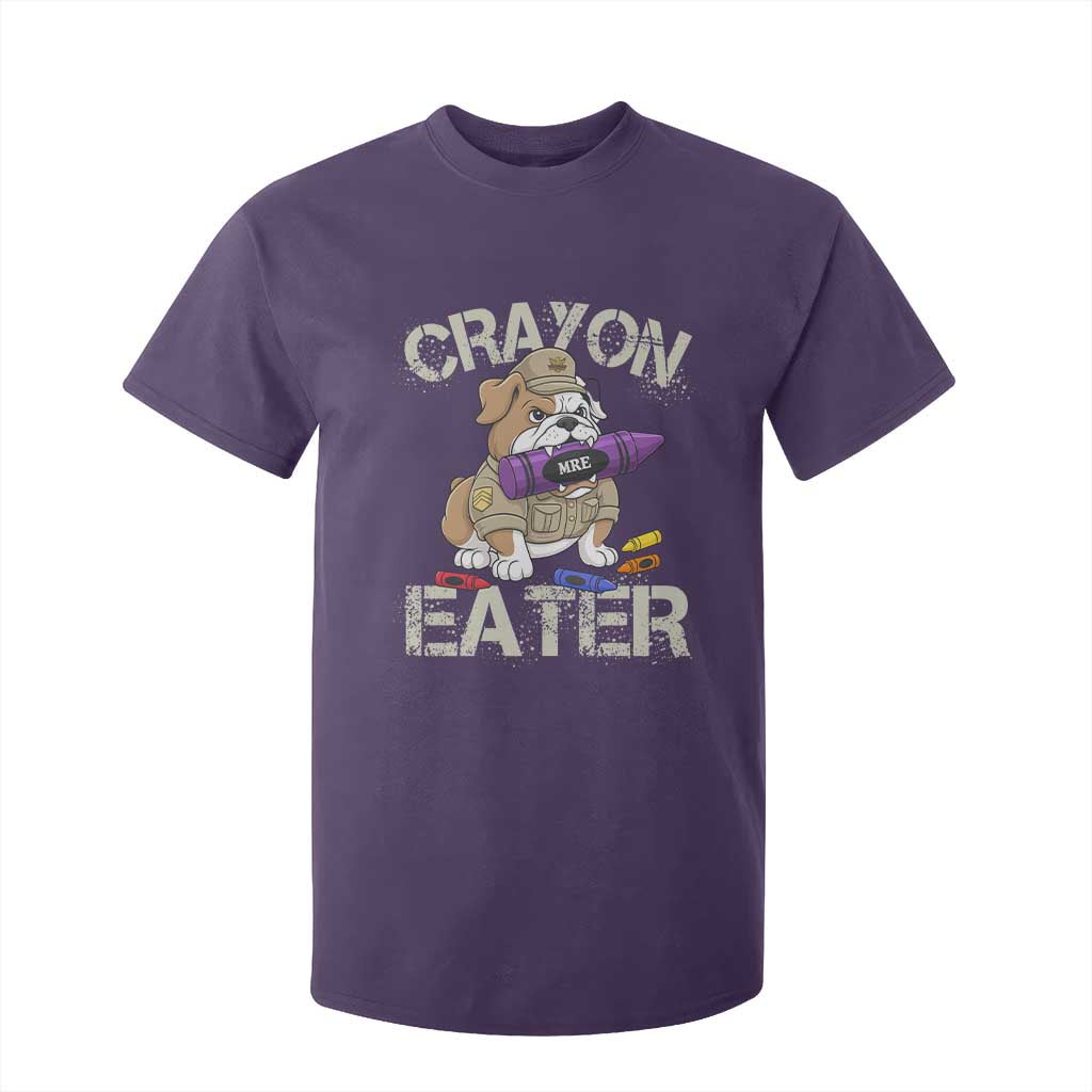 Crayon Eater Bulldog T Shirt For Kid Funny Military Gift with Combat Pup and MRE Crayon TS02 Purple Print Your Wear