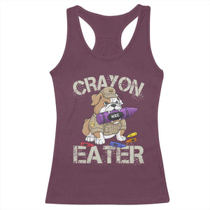Crayon Eater Bulldog Racerback Tank Top Funny Military Gift with Combat Pup and MRE Crayon TS02 Maroon Print Your Wear
