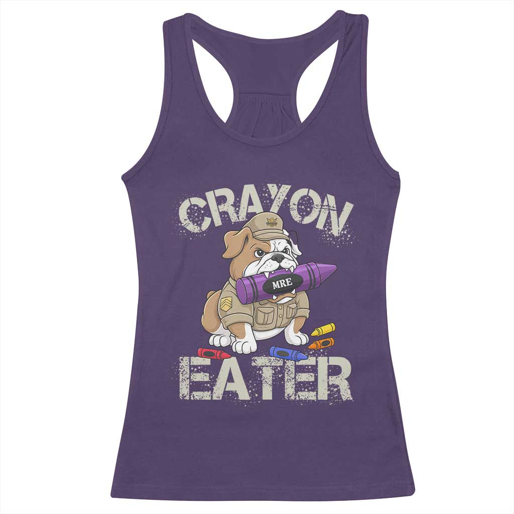 Crayon Eater Bulldog Racerback Tank Top Funny Military Gift with Combat Pup and MRE Crayon TS02 Purple Print Your Wear