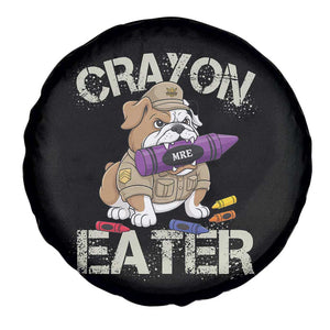 Crayon Eater Bulldog Spare Tire Cover Funny Military Gift with Combat Pup and MRE Crayon TS02 Print Your Wear