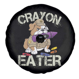Crayon Eater Bulldog Spare Tire Cover Funny Military Gift with Combat Pup and MRE Crayon TS02 Print Your Wear