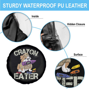 Crayon Eater Bulldog Spare Tire Cover Funny Military Gift with Combat Pup and MRE Crayon TS02 Print Your Wear