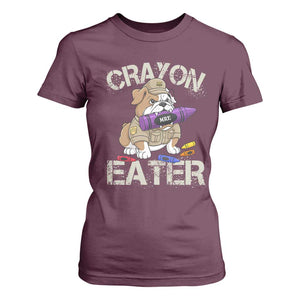 Crayon Eater Bulldog T Shirt For Women Funny Military Gift with Combat Pup and MRE Crayon TS02 Maroon Print Your Wear
