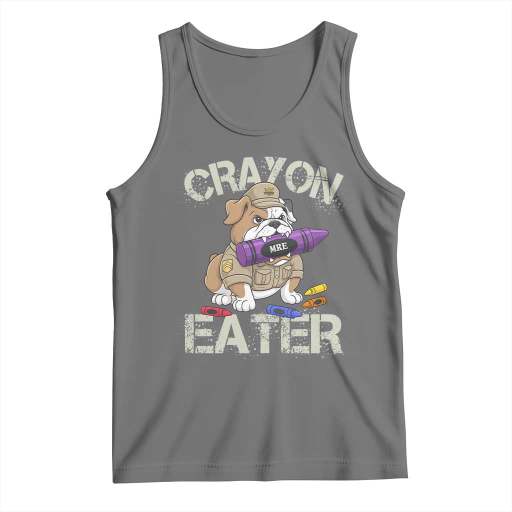 Crayon Eater Bulldog Tank Top Funny Military Gift with Combat Pup and MRE Crayon TS02 Black Heather Print Your Wear
