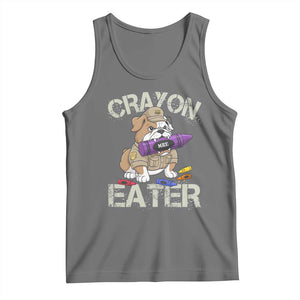 Crayon Eater Bulldog Tank Top Funny Military Gift with Combat Pup and MRE Crayon TS02 Black Heather Print Your Wear