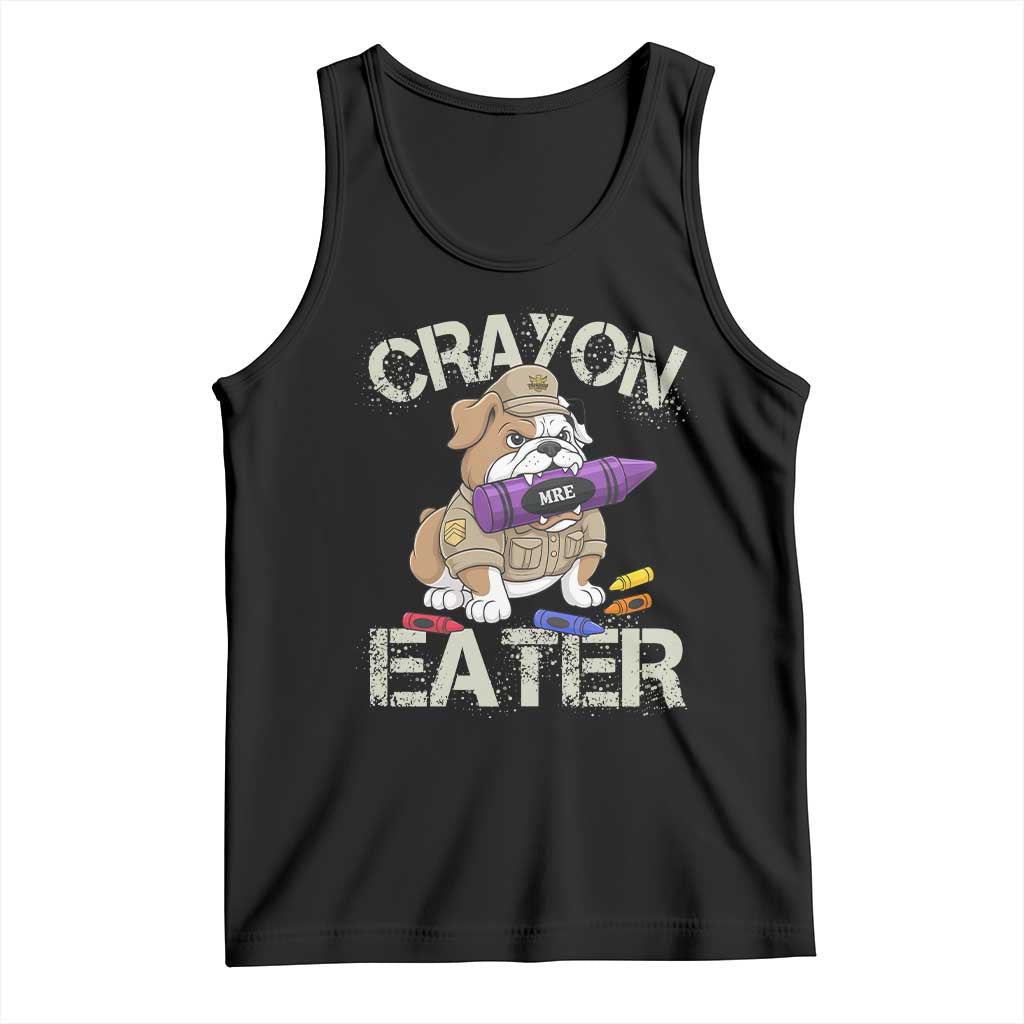 Crayon Eater Bulldog Tank Top Funny Military Gift with Combat Pup and MRE Crayon TS02 Black Print Your Wear