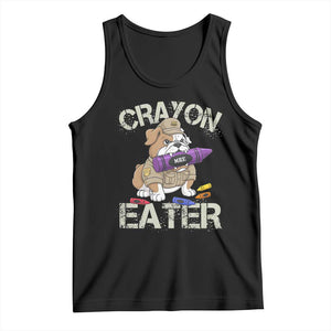 Crayon Eater Bulldog Tank Top Funny Military Gift with Combat Pup and MRE Crayon TS02 Black Print Your Wear