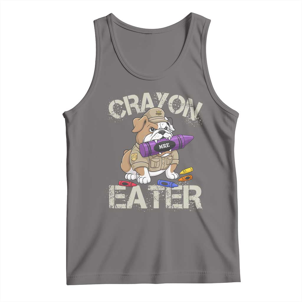 Crayon Eater Bulldog Tank Top Funny Military Gift with Combat Pup and MRE Crayon TS02 Deep Heather Print Your Wear