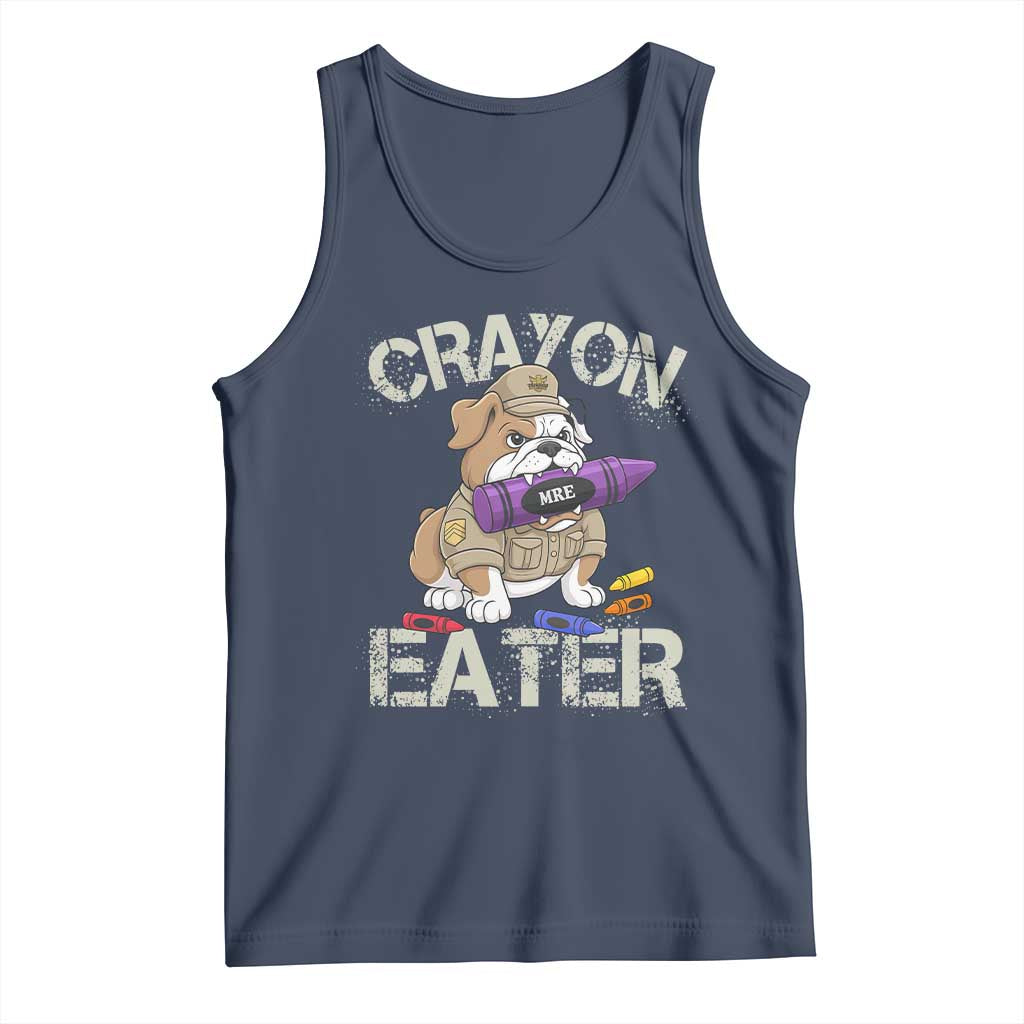 Crayon Eater Bulldog Tank Top Funny Military Gift with Combat Pup and MRE Crayon TS02 Navy Print Your Wear