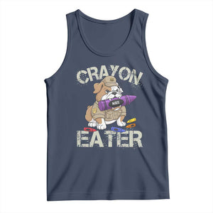 Crayon Eater Bulldog Tank Top Funny Military Gift with Combat Pup and MRE Crayon TS02 Navy Print Your Wear