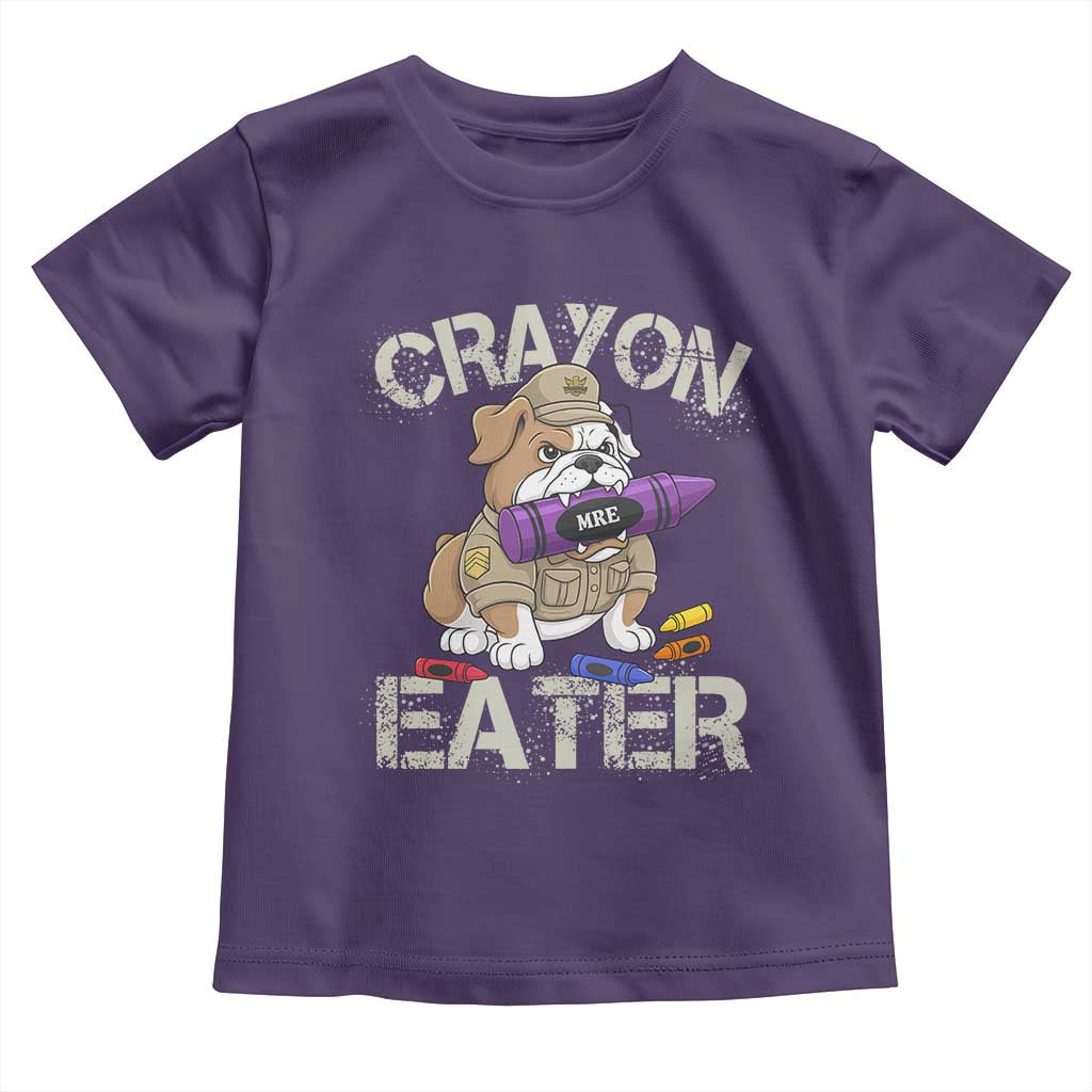 Crayon Eater Bulldog Toddler T Shirt Funny Military Gift with Combat Pup and MRE Crayon TS02 Purple Print Your Wear