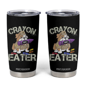 Crayon Eater Bulldog Tumbler Cup Funny Military Gift with Combat Pup and MRE Crayon TS02 Black Print Your Wear