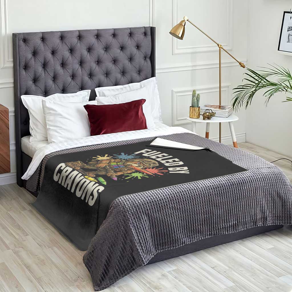 Fueled by Crayons Bulldog Soldier Throw Blanket Funny Combat Veteran Crayon Launcher TS02 Print Your Wear