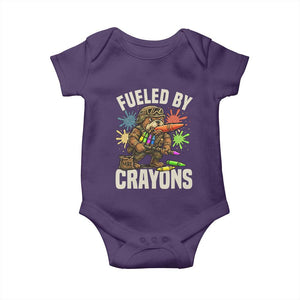 Fueled by Crayons Bulldog Soldier Baby Onesie Funny Combat Veteran Crayon Launcher TS02 Purple Print Your Wear