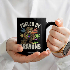 Fueled by Crayons Bulldog Soldier Coffee Mug Funny Combat Veteran Crayon Launcher TS02 Print Your Wear