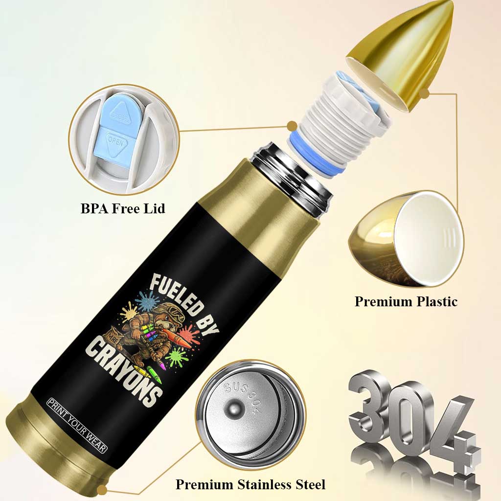 Fueled by Crayons Bulldog Soldier Bullet Tumbler Funny Combat Veteran Crayon Launcher TS02 Print Your Wear
