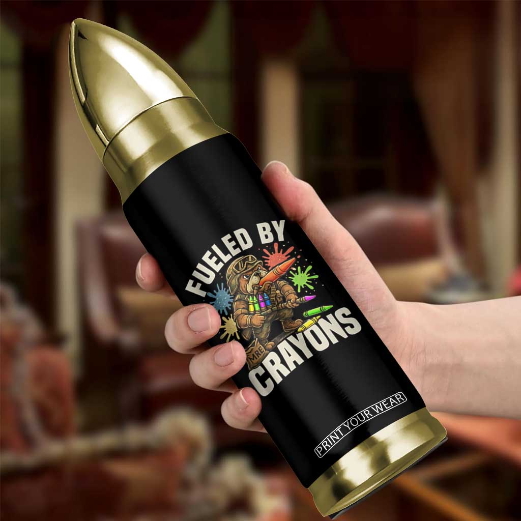 Fueled by Crayons Bulldog Soldier Bullet Tumbler Funny Combat Veteran Crayon Launcher TS02 Print Your Wear