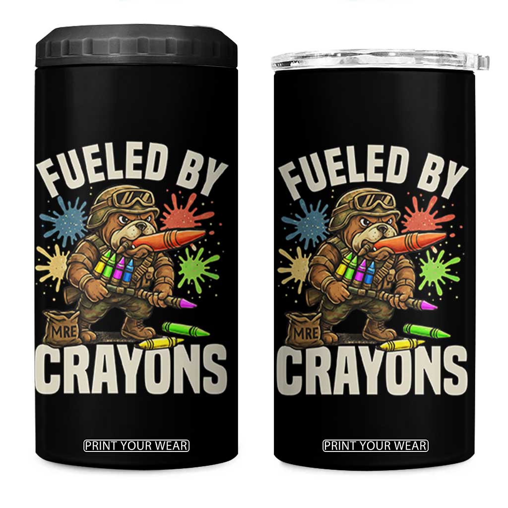 Fueled by Crayons Bulldog Soldier 4 in 1 Can Cooler Tumbler Funny Combat Veteran Crayon Launcher TS02 One Size: 16 oz Black Print Your Wear