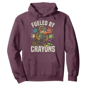 Fueled by Crayons Bulldog Soldier Hoodie Funny Combat Veteran Crayon Launcher TS02 Maroon Print Your Wear