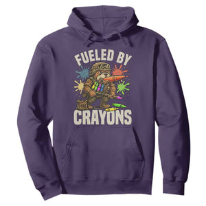 Fueled by Crayons Bulldog Soldier Hoodie Funny Combat Veteran Crayon Launcher TS02 Purple Print Your Wear