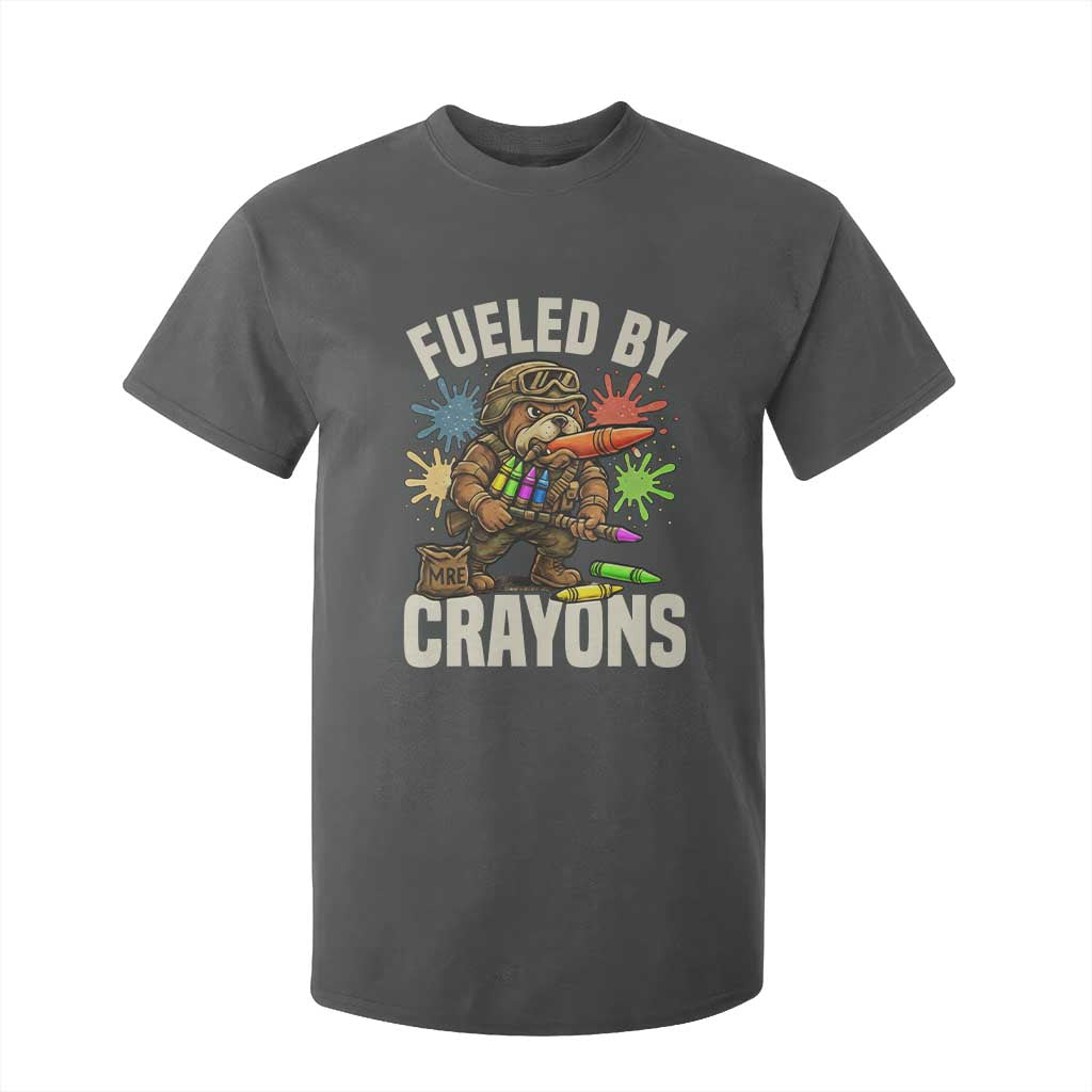 Fueled by Crayons Bulldog Soldier T Shirt For Kid Funny Combat Veteran Crayon Launcher TS02 Dark Heather Print Your Wear