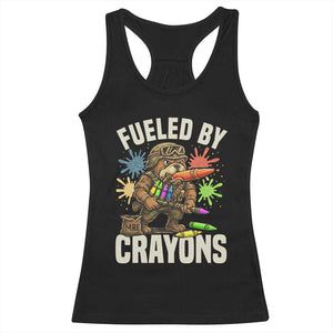 Fueled by Crayons Bulldog Soldier Racerback Tank Top Funny Combat Veteran Crayon Launcher TS02 Black Print Your Wear