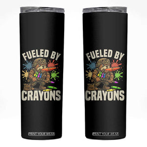 Fueled by Crayons Bulldog Soldier Skinny Tumbler Funny Combat Veteran Crayon Launcher TS02 Black Print Your Wear