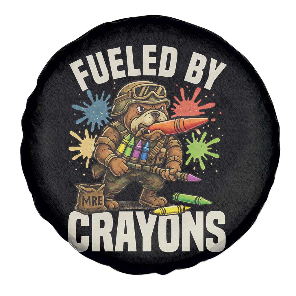 Fueled by Crayons Bulldog Soldier Spare Tire Cover Funny Combat Veteran Crayon Launcher TS02 Print Your Wear