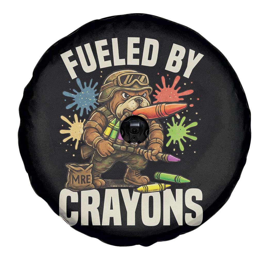 Fueled by Crayons Bulldog Soldier Spare Tire Cover Funny Combat Veteran Crayon Launcher TS02 Print Your Wear
