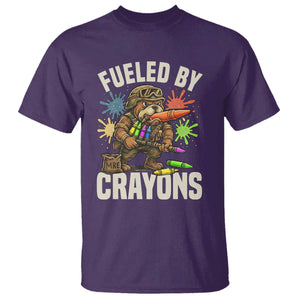 Fueled by Crayons Bulldog Soldier T Shirt Funny Combat Veteran Crayon Launcher TS02 Purple Print Your Wear