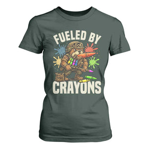 Fueled by Crayons Bulldog Soldier T Shirt For Women Funny Combat Veteran Crayon Launcher TS02 Dark Forest Green Print Your Wear