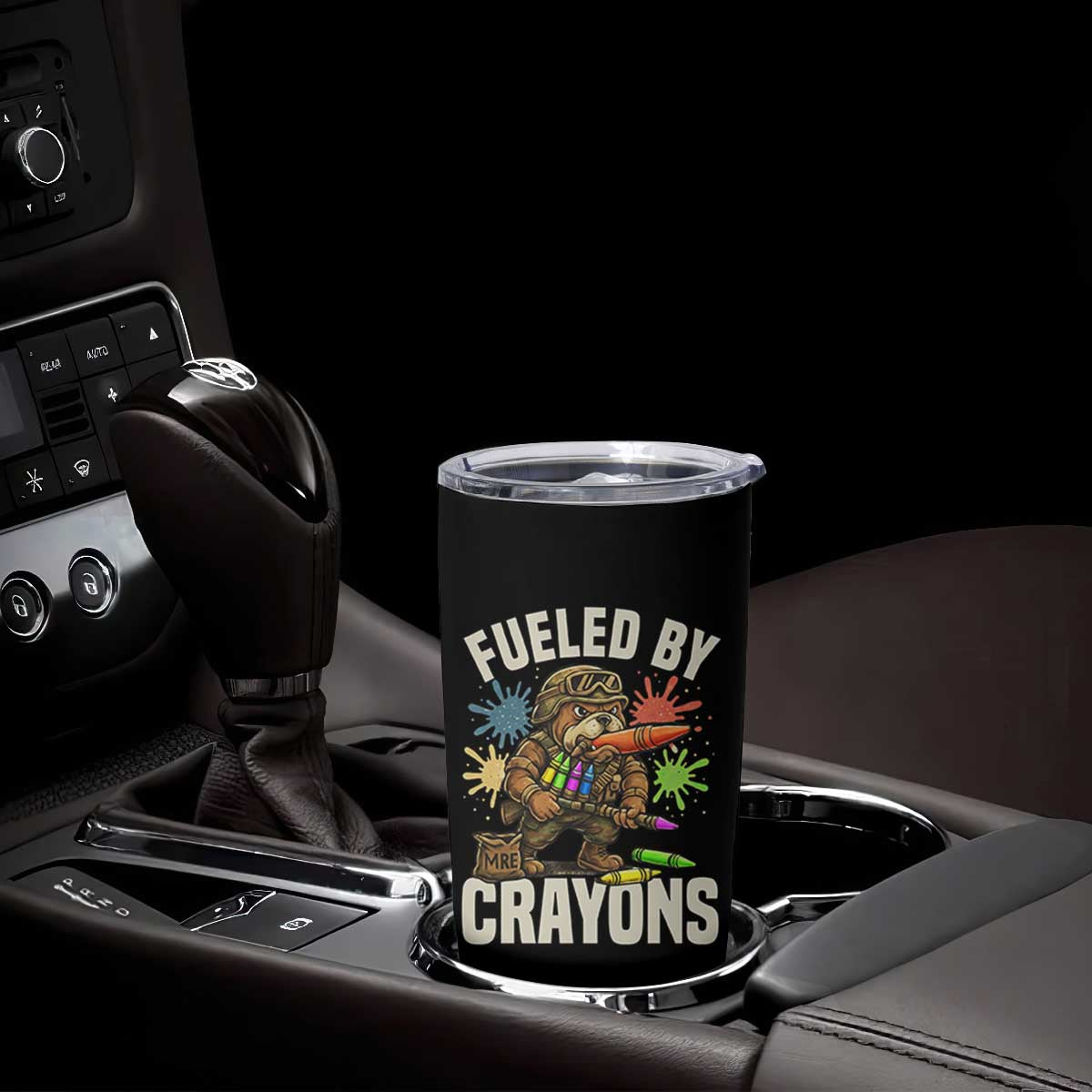 Fueled by Crayons Bulldog Soldier Tumbler Cup Funny Combat Veteran Crayon Launcher TS02 Print Your Wear