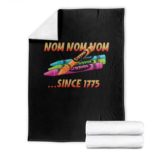 Nom Nom Nom Crayons Throw Blanket Since 1775 Funny Military Joke Veterans TS02 Black Print Your Wear