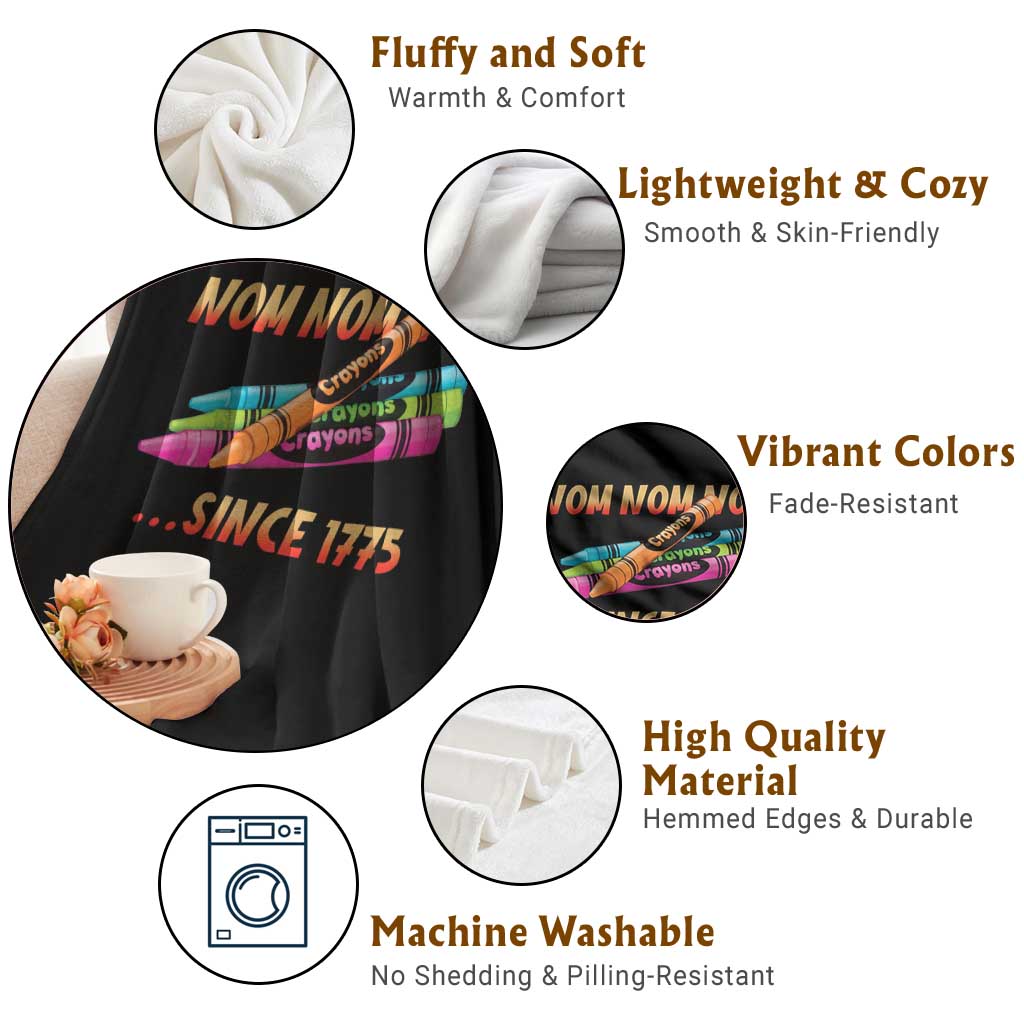 Nom Nom Nom Crayons Throw Blanket Since 1775 Funny Military Joke Veterans TS02 Print Your Wear