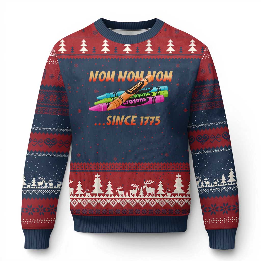 Nom Nom Nom Crayons Ugly Christmas Sweater Since 1775 Funny Military Joke Veterans TS02 Navy Red Print Your Wear