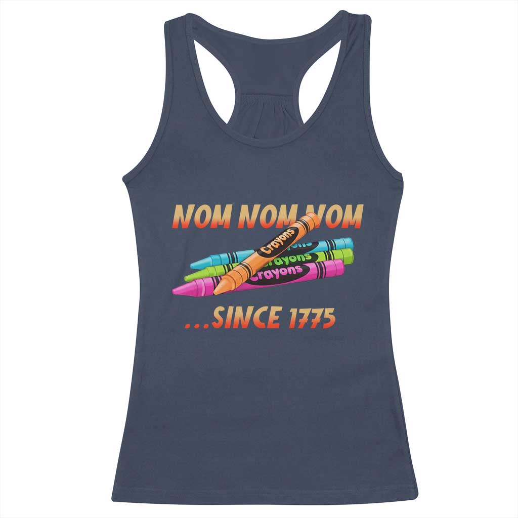 Nom Nom Nom Crayons Racerback Tank Top Since 1775 Funny Military Joke Veterans TS02 Navy Print Your Wear