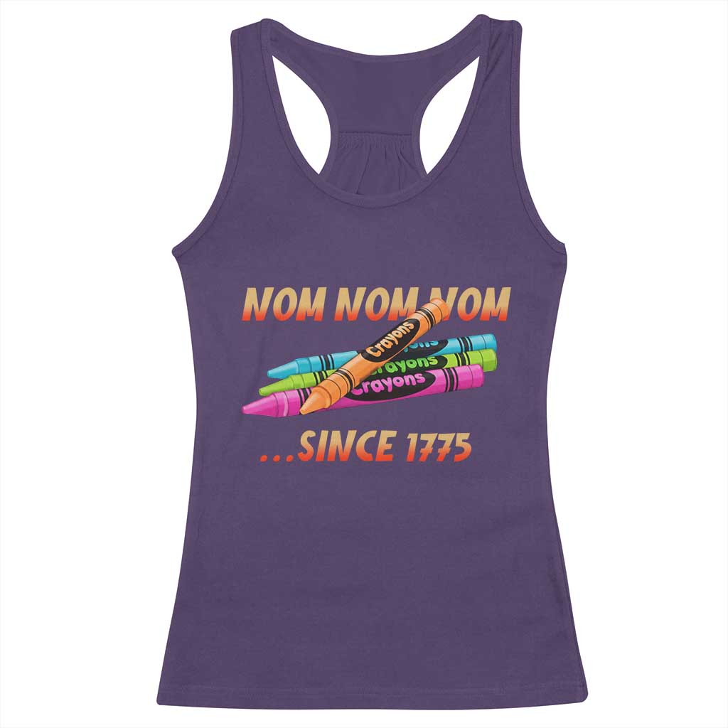 Nom Nom Nom Crayons Racerback Tank Top Since 1775 Funny Military Joke Veterans TS02 Purple Print Your Wear