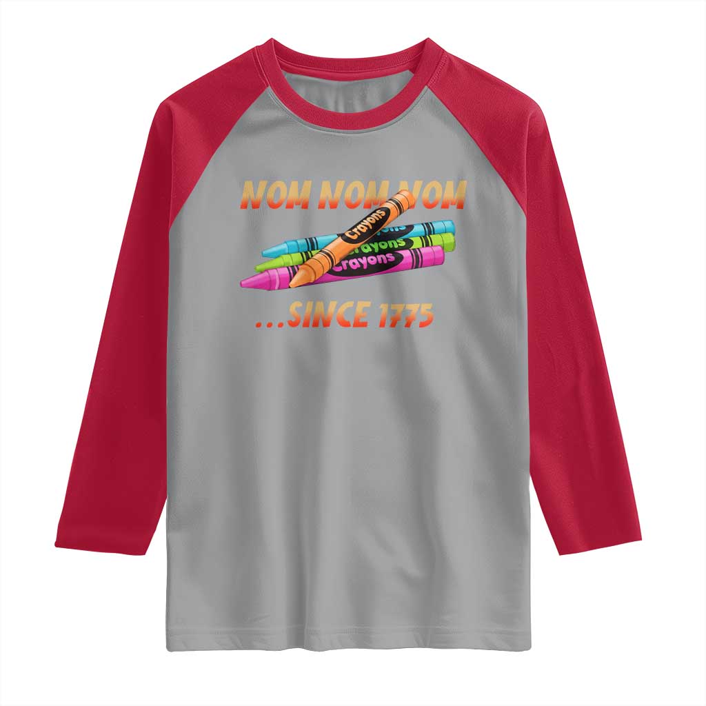 Nom Nom Nom Crayons Raglan Shirt Since 1775 Funny Military Joke Veterans TS02 Sport Gray Red Print Your Wear