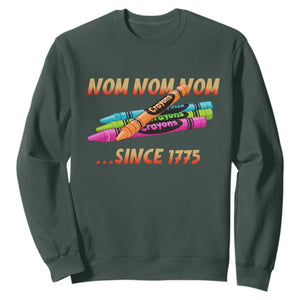 Nom Nom Nom Crayons Sweatshirt Since 1775 Funny Military Joke Veterans TS02 Dark Forest Green Print Your Wear