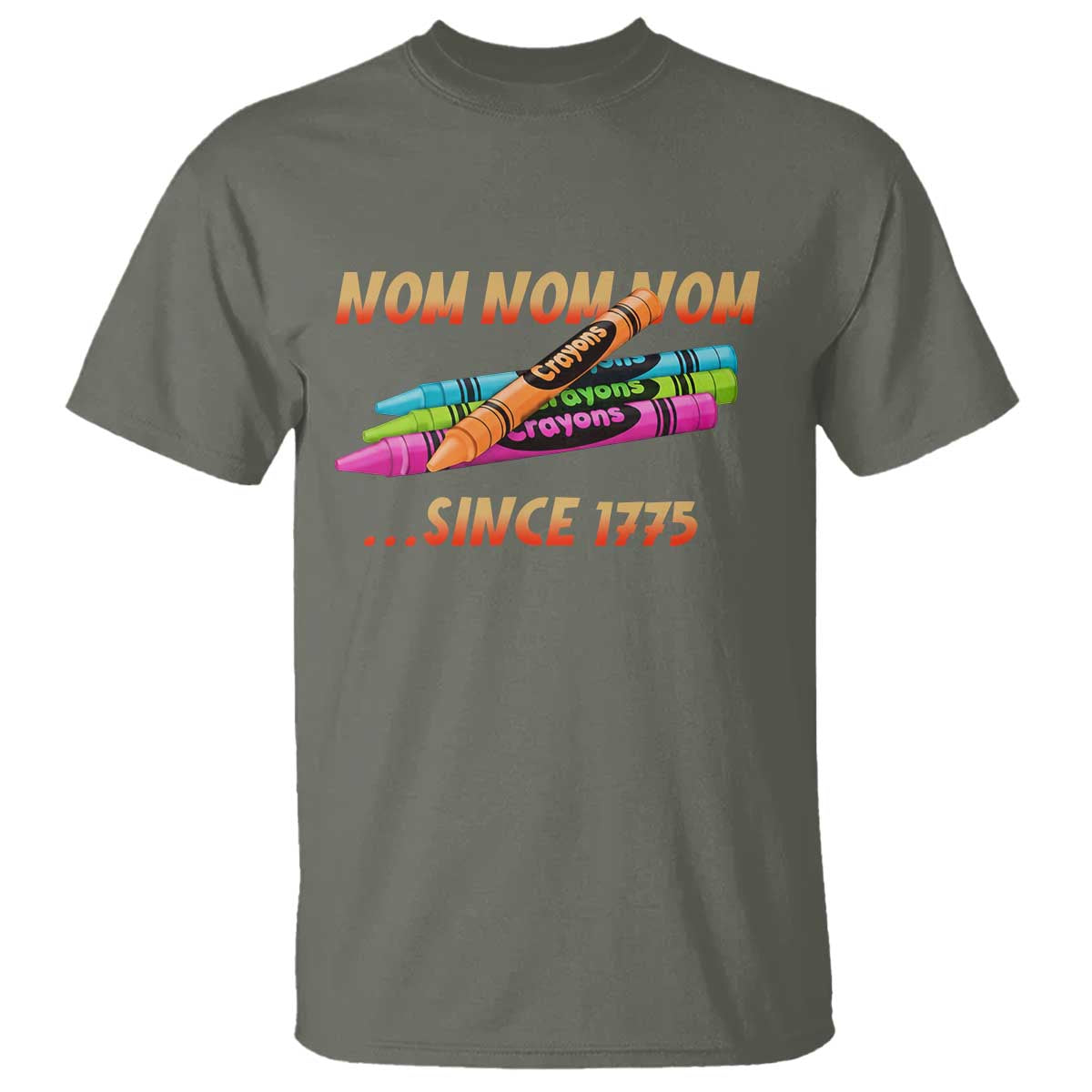 Nom Nom Nom Crayons T Shirt Since 1775 Funny Military Joke Veterans TS02 Military Green Print Your Wear