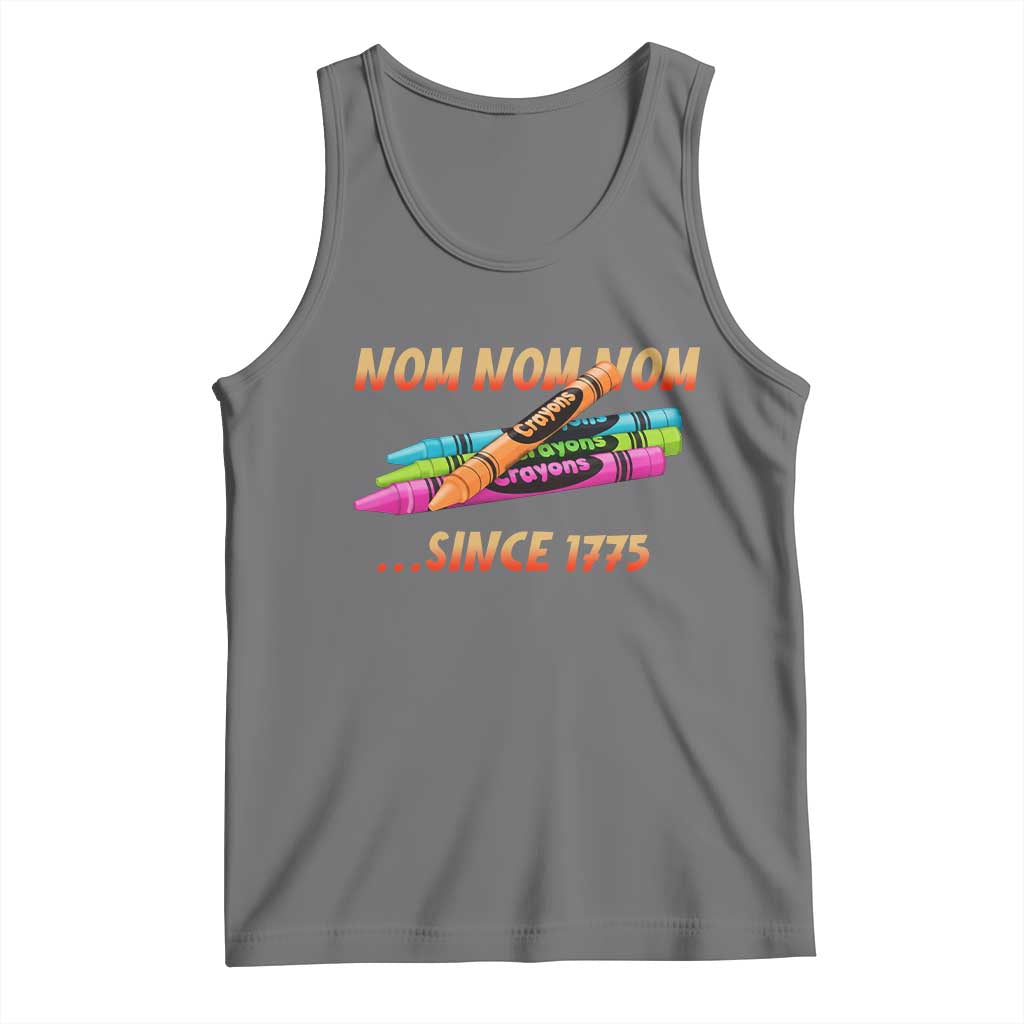 Nom Nom Nom Crayons Tank Top Since 1775 Funny Military Joke Veterans TS02 Black Heather Print Your Wear