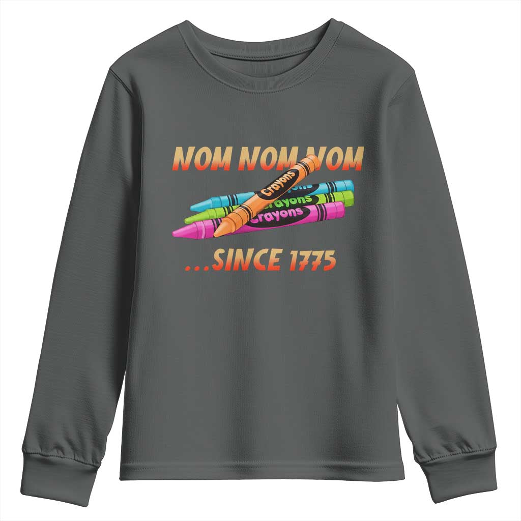 Nom Nom Nom Crayons Youth Sweatshirt Since 1775 Funny Military Joke Veterans TS02 Dark Heather Print Your Wear