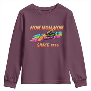 Nom Nom Nom Crayons Youth Sweatshirt Since 1775 Funny Military Joke Veterans TS02 Maroon Print Your Wear