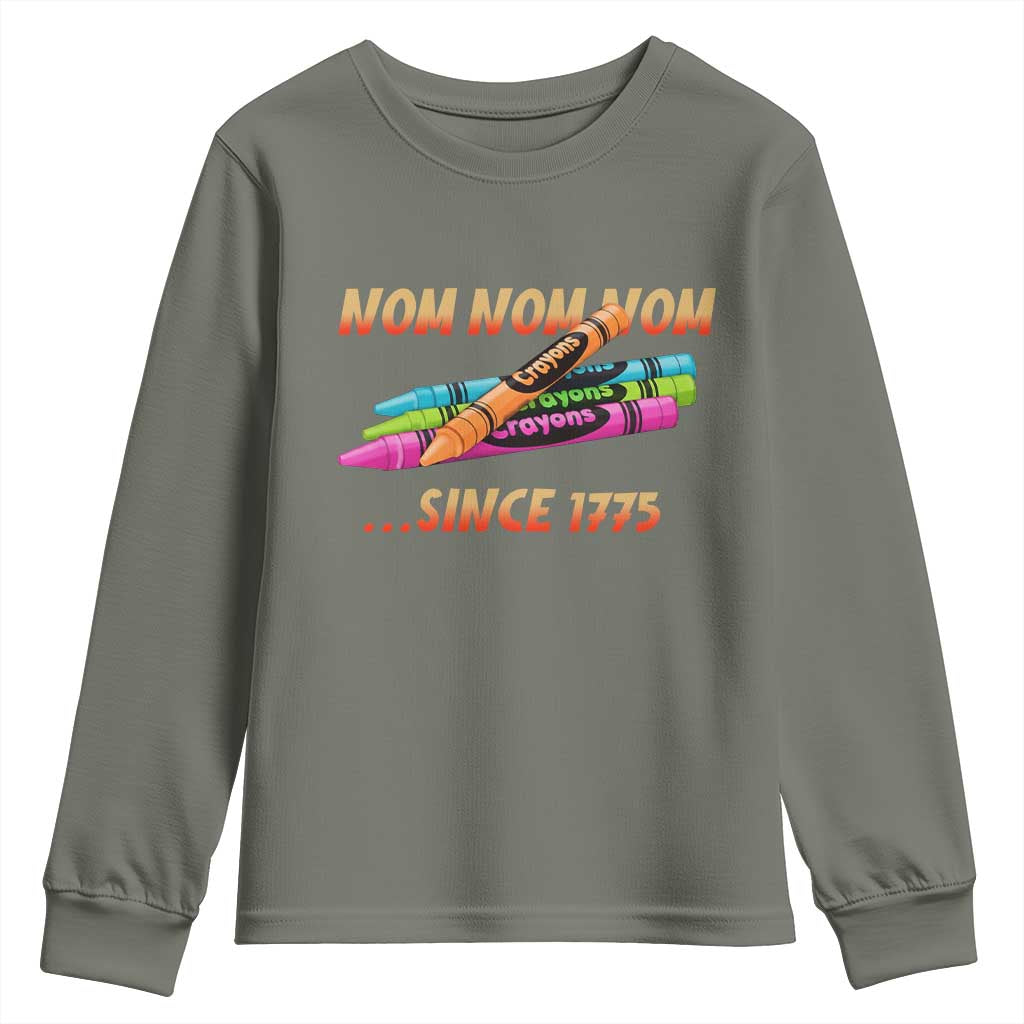 Nom Nom Nom Crayons Youth Sweatshirt Since 1775 Funny Military Joke Veterans TS02 Military Green Print Your Wear