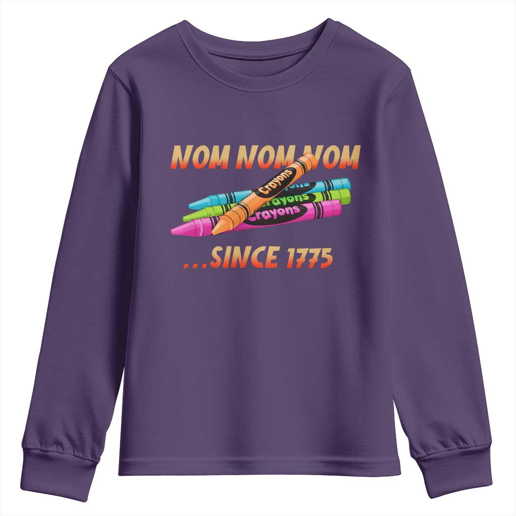 Nom Nom Nom Crayons Youth Sweatshirt Since 1775 Funny Military Joke Veterans TS02 Purple Print Your Wear