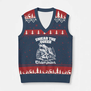Sarcastic Smear The Qur Playround Game V-Neck Knit Sweater Vest LGBTQ Queer Pride TS02 Navy Red Print Your Wear