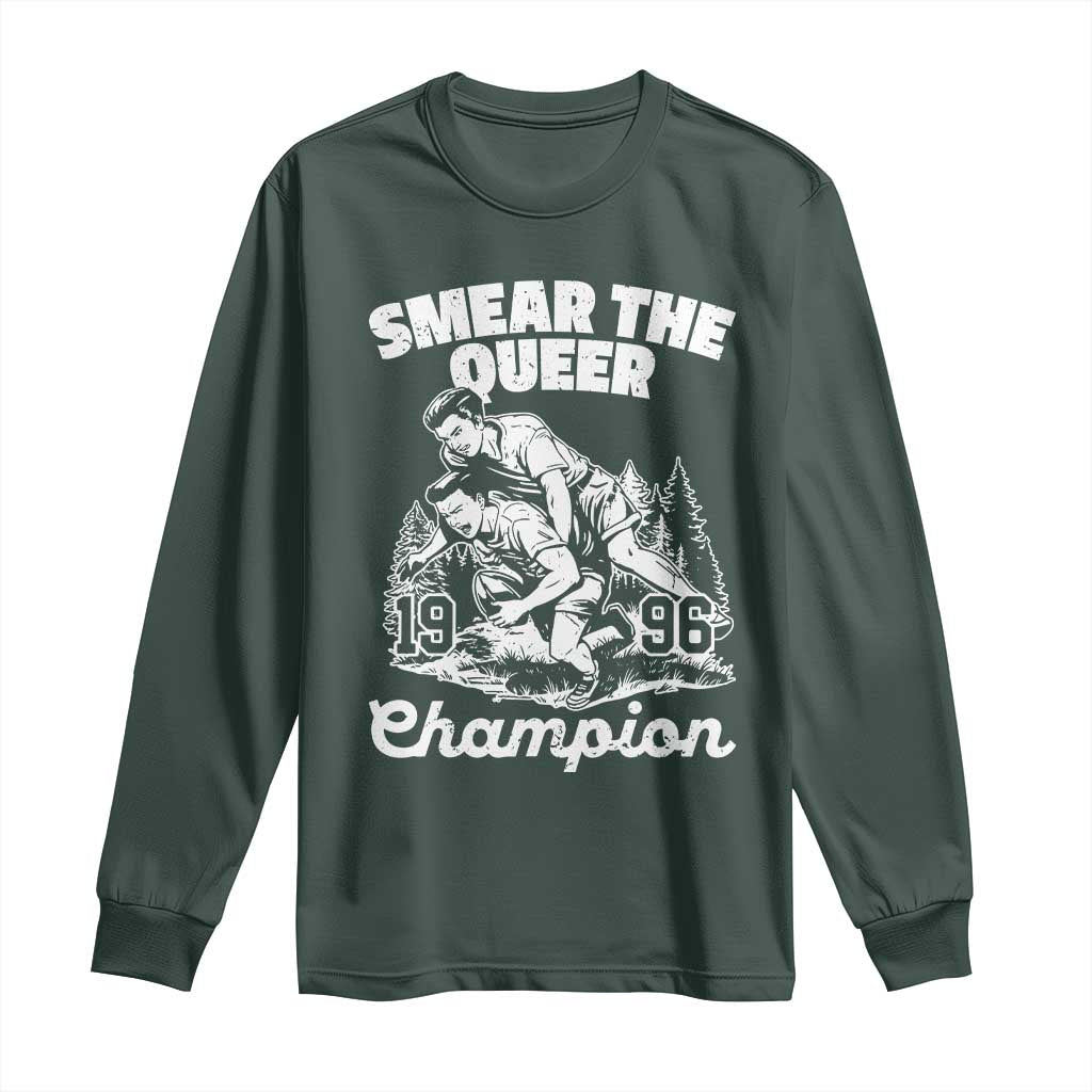 Sarcastic Smear The Qur Playround Game Long Sleeve Shirt LGBTQ Queer Pride TS02 Dark Forest Green Print Your Wear