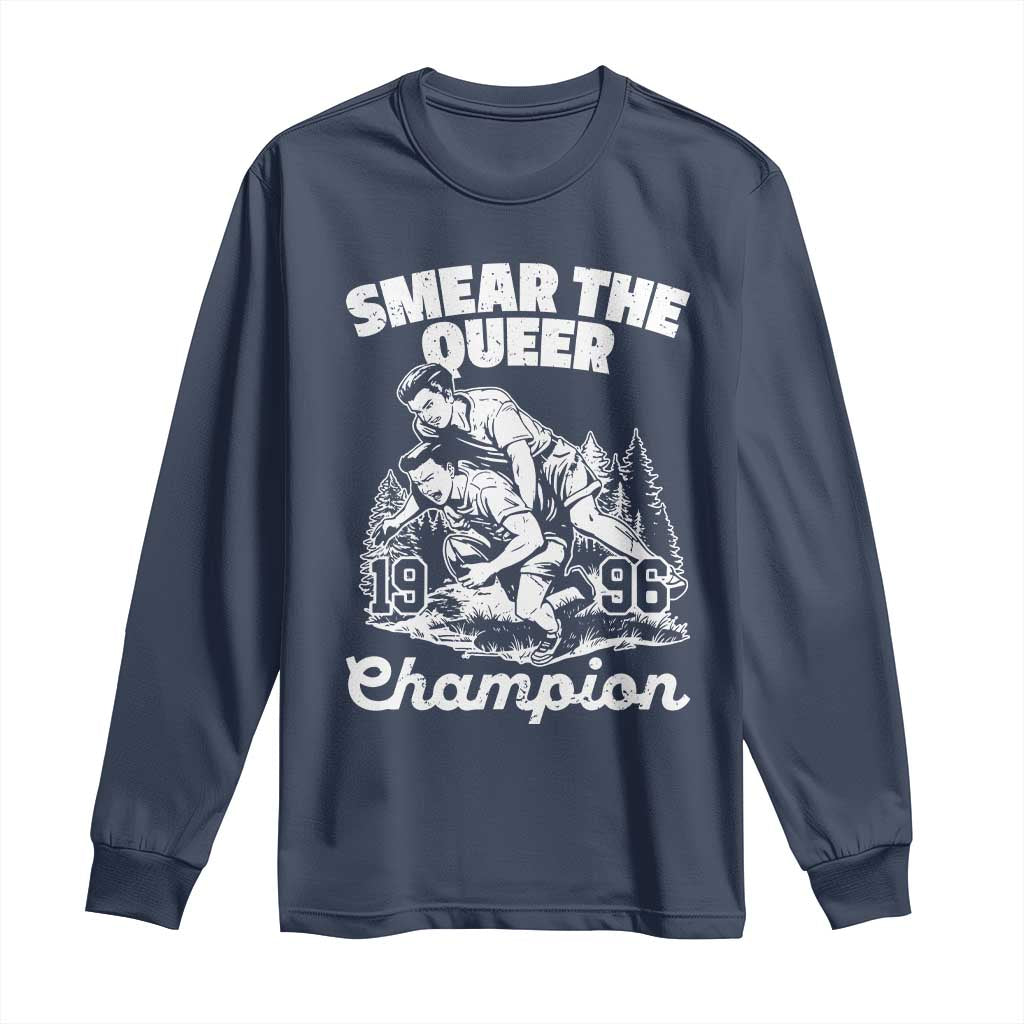 Sarcastic Smear The Qur Playround Game Long Sleeve Shirt LGBTQ Queer Pride TS02 Navy Print Your Wear